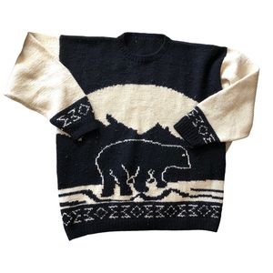 Wool knit Sweater Bear Est size large